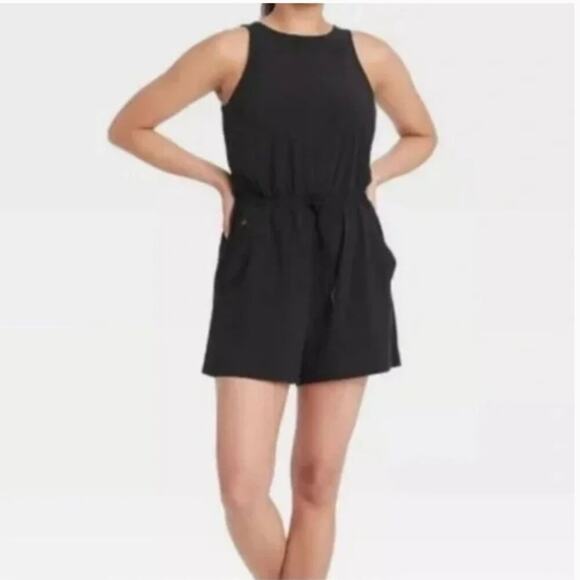 all in motion Pants - All In Motion Black Athletic Tank Short Romper with Tie Elastic Waist Size XL